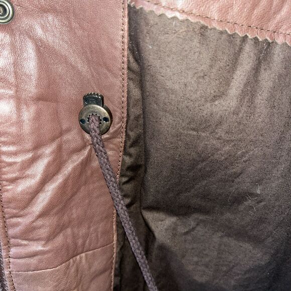 COUTURE by J. Park Leather Brown Coat Front Pockets Lamb Size 44 - Picture 8 of 13